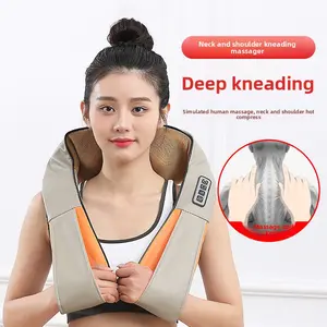 Neck and Shoulder Massage Shawl Massager Multifunctional Cross-Border Electric Manufacturer Gift Kneading Neck Massage Beige Three Buttons