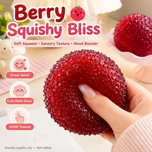Realistic Bayberry Squishy Toy Party Supplies, Crystal Like Surface Slow Rise Squeeze Fidget for Stress Relief, ASMR Texture Berry for Birthday Party Favors Goodie Bag Fillers Gift Party Activities Supplies Manual Jar and Multicolor LED Glowing Tumblers
