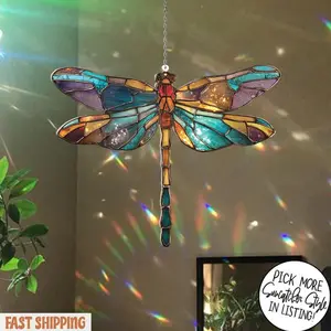 Dragonfly Suncatcher Window Hanging, Nature Lover Gift, Dragonfly Home Decor, Garden Wall Art