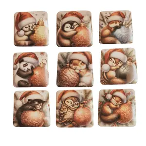 Christmas Winter Animal Magnets Set of 9 High-Quality Decorative Refrigerator Magnets 2x2 Inches Personal Touch Kitchen Decor Gift Photo