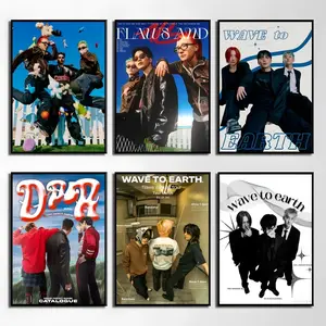 W-Wave To Earth KOREAN Poster Waterproof HD Wall Sticker | Self-Adhesive Decorative Art Poster | Fade-Resistant Scratch-Proof for Long-Term Use | Easy to Apply and Clean | for Home Office Bedroom Living Room Kitchen Decor | Gift Idea