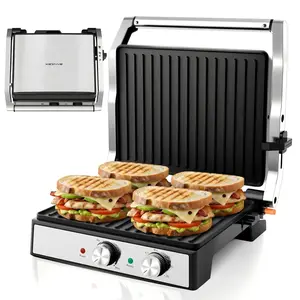 KEINVE 1700W Panini Press Nonstick Grill - 4-Slice Large Sandwich Maker with Temp & Time Settings, 180-Degree Open for Steak, Fish, Vegetables