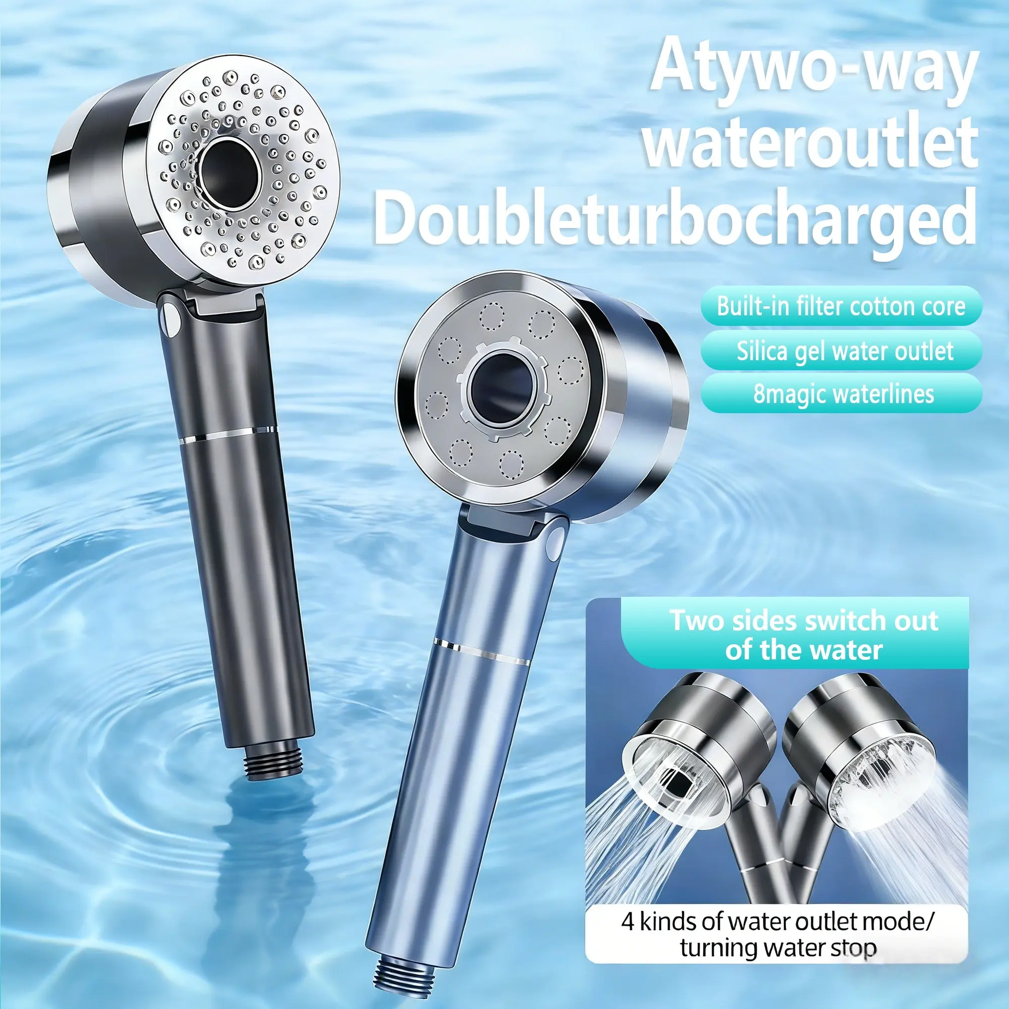 High Pressure Shower Head, Hard Water Filtered Shower Head and Hose Set with  Filters, 59‘’ Hose & Bracket,  Spray Modes & Pause Switch, Massage Showerhead for Remove Chlorine