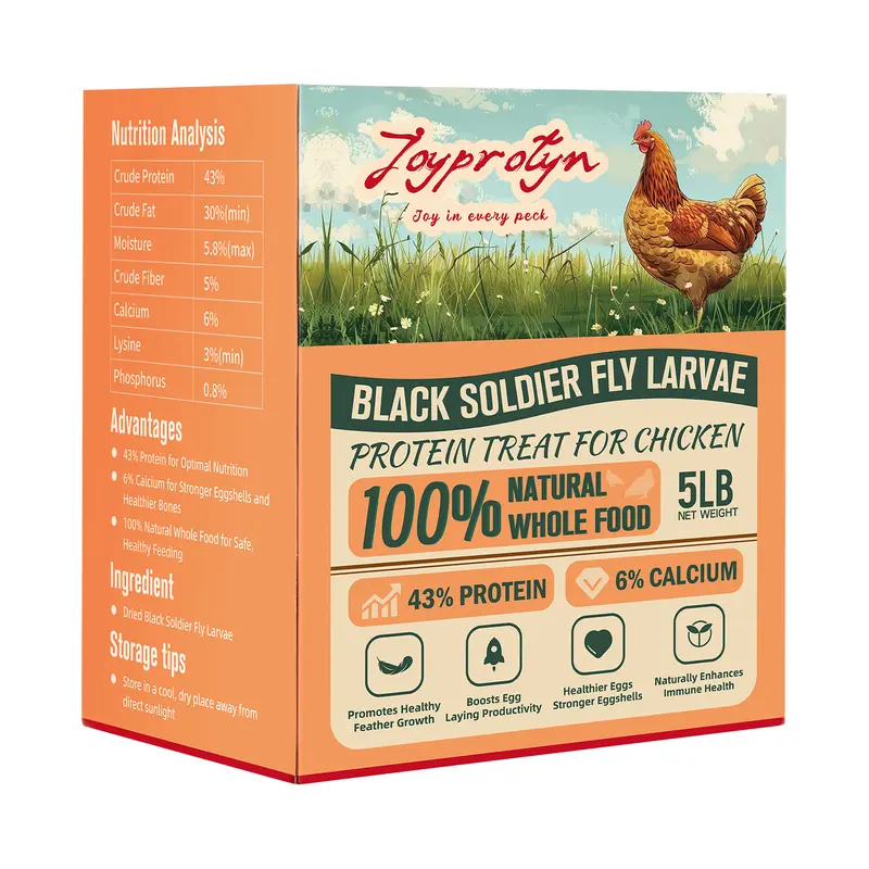 Joyprotyn Non-GMO Powdered Dried Black Soldier Fly Larvae Chicken Feed Mix - 85x High Calcium, Egg Boost, Strength Enhancement, Stronger Bones, Healthy Growth, High Protein for Chickens
