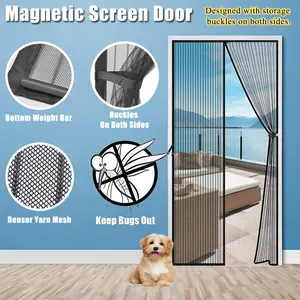 1pc summer mosquito screen door with magnetic&storage buckle, hands-free, ventilated and breathable, preventing mosquitoes and flies from entering the screen door, easy to install, suitable for home porch terraces, screen doors