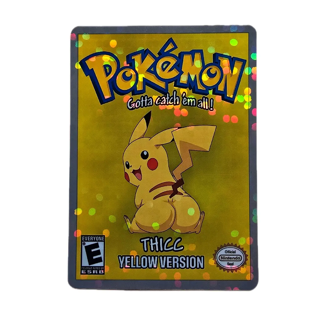 Pokemon THICC Yellow Edition Game Card THICC Pikachu Standard Size and Back  Edge to Edge Bubble Holo - TikTok Shop