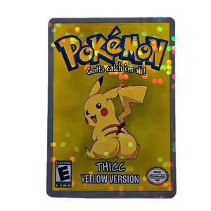 Pokemon THICC Yellow Edition Game Card THICC Pikachu Standard Size and Back Edge to Edge Bubble Holo