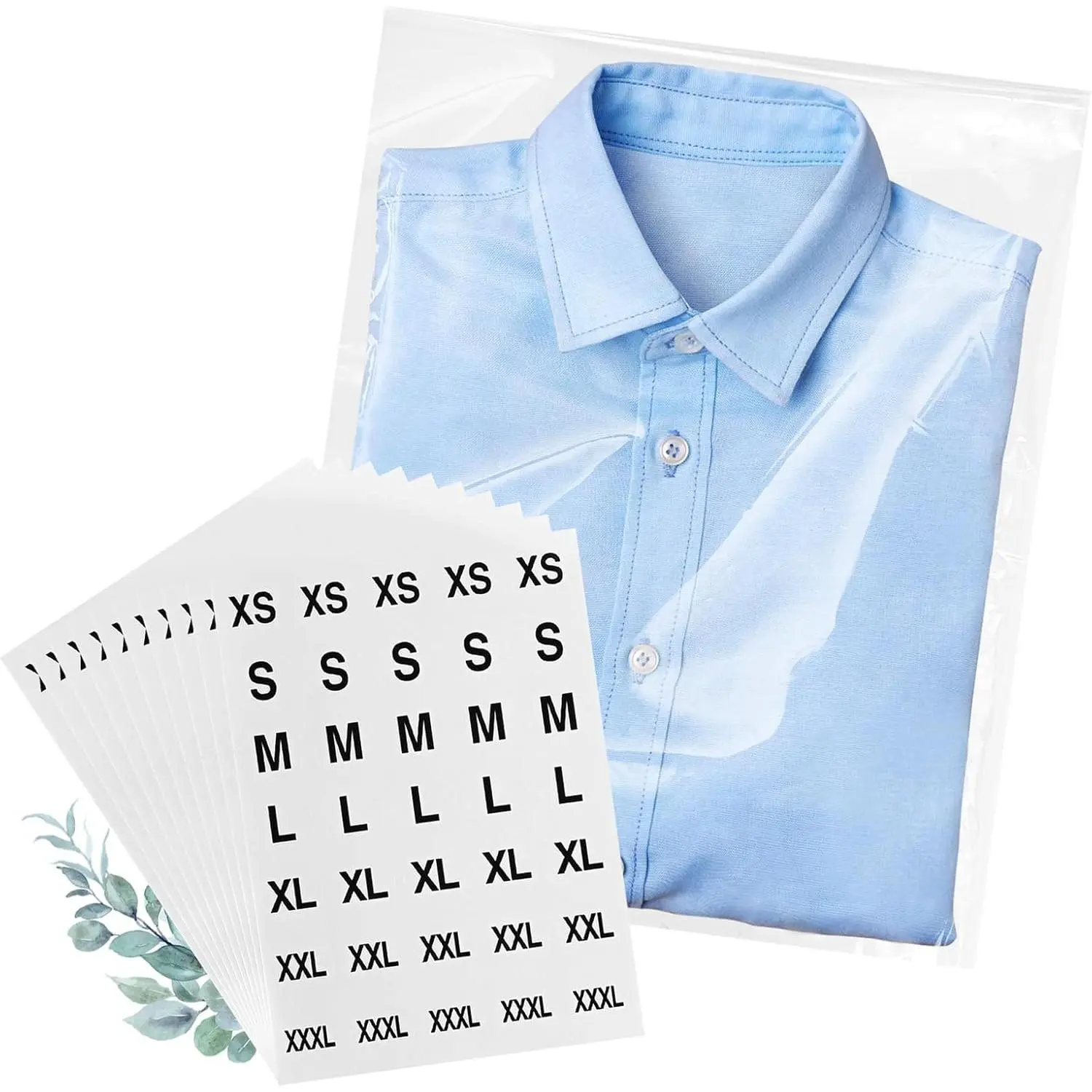 100 Count T Shirt Bags, Cellophane Bags Clear Poly Bags Plastic Bags For Packing Clothing Self Sealing Bag With10 Pcs Size Stickers (9 * 12)