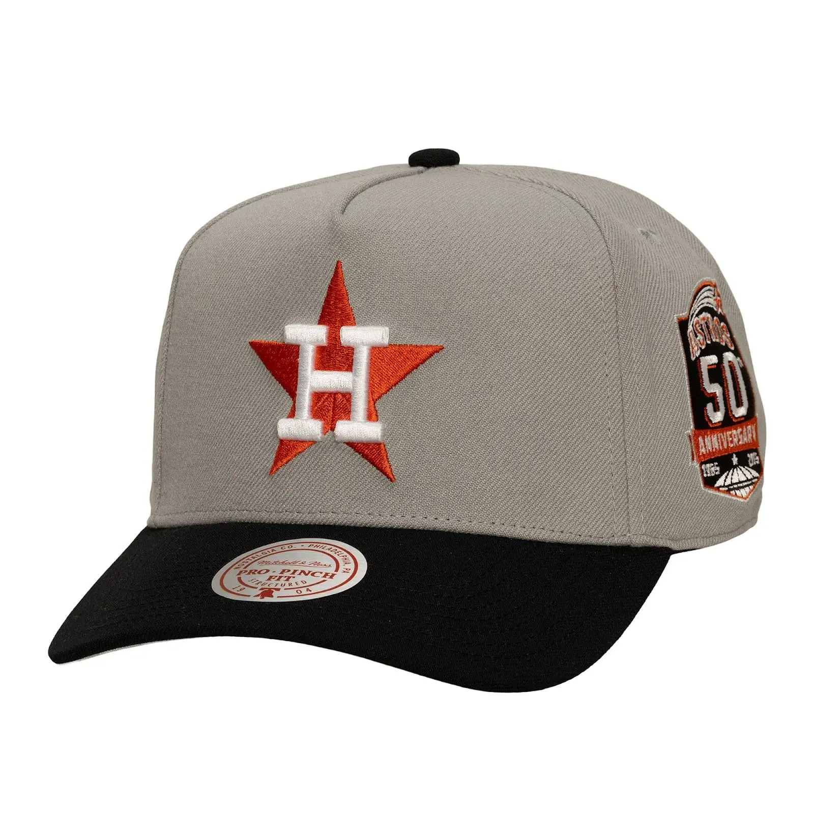 Houston Astros Gray/Black Cooperstown In the City Pro Pinch Snapback Hat MLB Throwback Cap Adjustable Fan Gear Mitchell & Ness