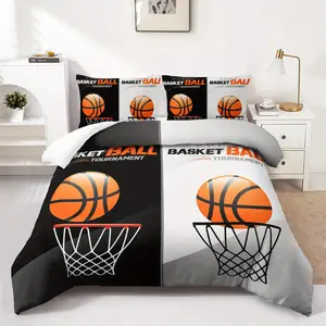 3pcs & Basketball Hoop Bedding Set, Duvet Cover + 2 Pillowcases, Polyester, Perfect for Sports Fan Bedrooms & Gaming Room Decor