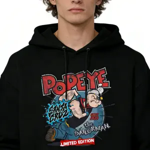 Popeye Shirt Casual Street Style Pullover Hooded Sweatshirt for Women for Men, Perfect Gift Menswear, Front printing, Gift Anime Fans, Anime Lovers.