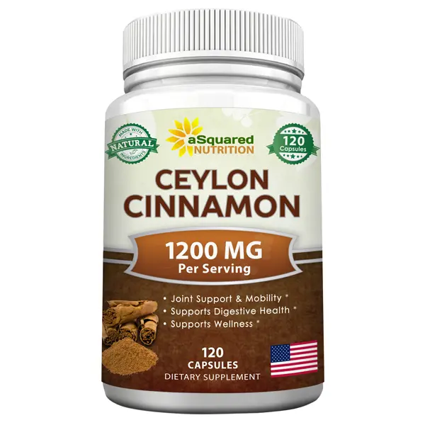 aSquared Nutrition Natural Ceylon Cinnamon 1200mg - 120 Capsules, True Cinnamon-Extract Supplement Pills Promotes Heart Health