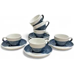2 Ounce Espresso Cups with Saucers, Mini Ceramic Espresso Cups S of 6, Espresso Cup S, Coffee Mug S for Latte, Macchiato, Demitasse Cups S for Cafe, Microwave & Dishwasher Safe (Blue)