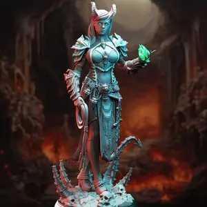 Tiefling Fiend Warlock 3D Printed Miniature - Skardi, Home Decor Statue, DM Stash Figurine