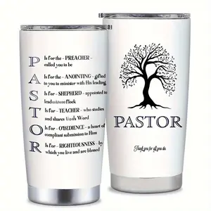 Stainless Steel 20oz Insulated Tumbler with Lid Perfect Pastor Thank You Gift for Hiking & Outdoor Activities Christmas Thanksgiving Father's Day Pastor Appreciation Gift for Men Pastor Birthday Gift Drinkware Flasks Mug Bottled Portable