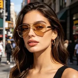 2026 Unisex Oversized Double Beam Sunglasses UV400 Protection Retro Metal Frame Trendy Beach Eyewear for Women Men Daily Travel Photography