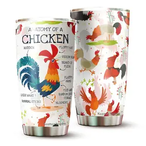 [BNB Christmas Gift 2025] Chicken Coffee Tumbler 20 oz, Cute Chicken Gift, Chicken Lover, Funny Chicken Cup, Gift for Her, Him, Birthday, Chicken Decor, Hen, Mom, Dad