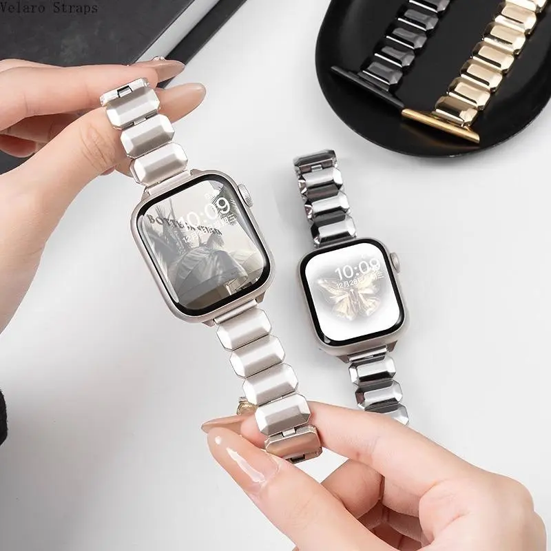 Women's Watch Strap, Elegant Modern Link Alloy Band with Butterfly Buckle, Adjustable & Hypoallergenic Versatile Strap, Watch Accessories