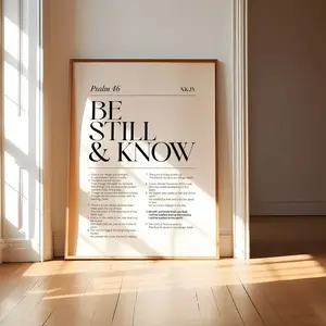 Be Still and Know Psalm 46:10 Print Wall Art, Christian Bible Verse Decor, Faith Based Print, Scripture Gift for Mom or Friend