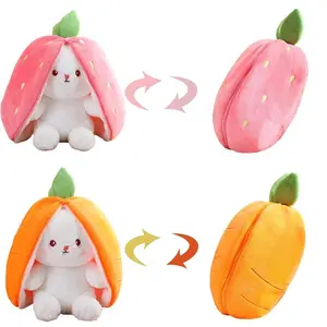 20cm/7.87in Bunny Plush Toy, Cosplay Strawberry Carrot Rabbit Pillow, Unisex Valentine's Day & Easter Gifts, S M L Xl Xxl Sizes