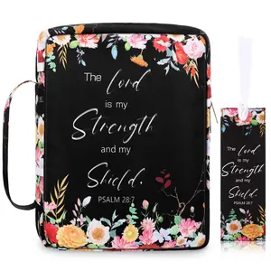 Bible Cover Case for Women 10'' Floral Bible Cover Case Women Portable Protective Bag for Bible Study Supplies