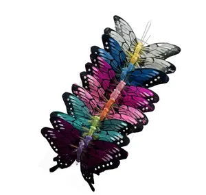 Beautiful Artificial Butterflies  Set of 12 Jewel Color Floral Picks for DIY Decor