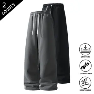 2-Pack Men’s Lounge Sweatpants, Elastic Waist Comfortable Pants for Home & Casual Outings