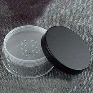 50g Plastic Loose Powder Jar With Sifter Empty Cosmetic Container Black Matte Cap Makeup Compact Portable Loose Powder Box