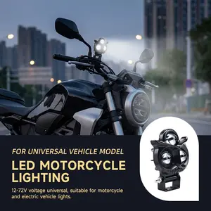 1PC Dual Color Motorcycle Auxiliary Spotlight 3 Lens Owl Design LED Motorbike Scooter Headlight Fog Lamp Strobe Lights Led Bar Light