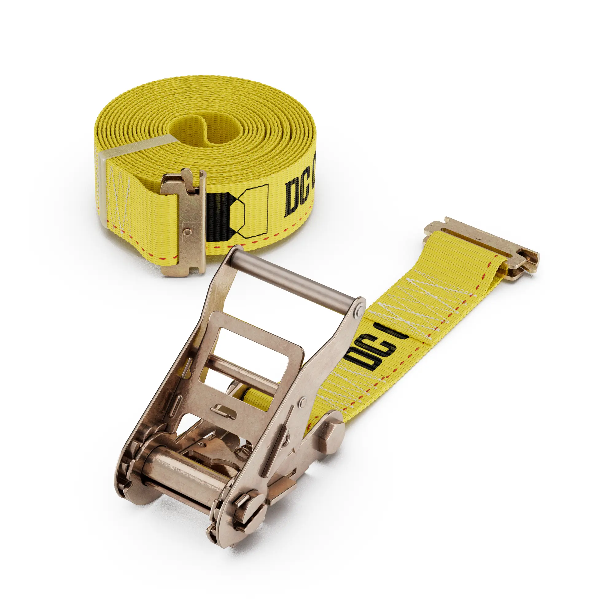 2 inch Ratchet Strap with E-Track Fittings, 1 ft fixed end