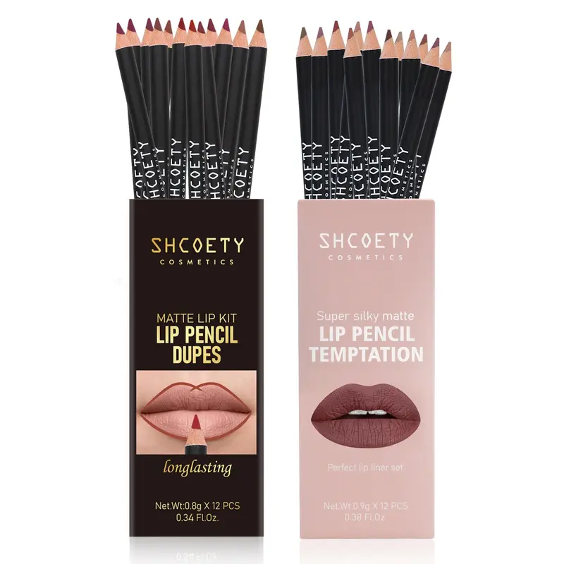 Long Lasting Lip Liner Set, 2 Boxes (total 24pcs) All Day Lipliner Waterproof Matte Lip Liner Pencils Lip Liner Stain, Moisturizing Lip Liner Pens, Lip Liner Stain, Multicolor Lip Kit Girls and Women Makeup Products, Lipliner, Cosmetic, Lip Definer