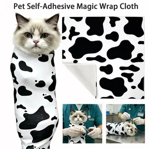 Cat Self‑Adhesive Wrap Anti‑Escape Anti‑Scratch Bite‑Resistant Pet Restraint Towel for Nail Trim Ear Care Medicine Feed, Soft Tear‑Resistant Magic Fabric, Secure Sticky & Gentle‑On‑Pets Multi‑Use Wrapping Cloth for Kitten Puppy Grooming & Cosmetic Storage