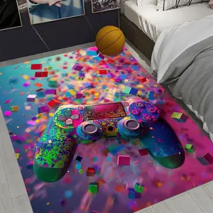 Colorful Game Controller Flannel Area Rug - Oversized Soft Plush Mat for Gaming Room & Bedroom, Non-Slip Thick Vibrant Video Game Pattern Home Decor for Gamer Enthusiasts #ColorfulGameRug #GamingControllerCarpet #GamerRoomDecor #FlannelMat #NonSlipRug