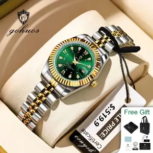 GOHUOS Fashion Elegant Watch for Women Waterproof Luminous Date Ladies Watch Stainless Steel Quartz Women's Watches Girl gifts