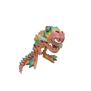 Flexi Factory 3D Printed T-Rex Dinosaur Approx. 10 Inches Long with Moving Jaw and Body - Collectible Articulating Fidget Dinosaur