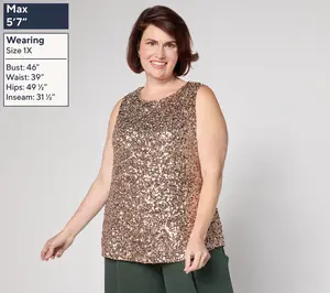 by Stacy London Sequin Knit Crew Neck Tank Top Top