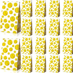 50 Pack Softball Party Favors Bags Softball Gift Bags Yellow Softball Treat Bags Softball Goodie Bags Kraft Paper Snacks Bags for Sport Theme Birthday Party Decorations Supplies Game Celebration
