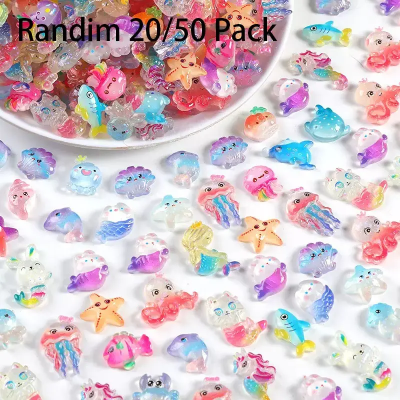 Cute Cartoon Ocean Animal Figurines, Resin Sculptures, Night Glow Resin Accessories, Toy House Decor, Garden Ornaments, Birthday Party Gifts, DIY Crafts, Ornaments Statues