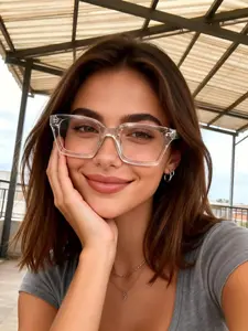 Women's Casual Plastic Square Frame Transparent Glasses, Ideal for Daily Walks, Back to School, Reading, Office, Fashion Accessories