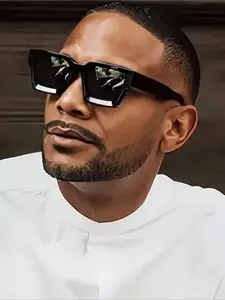 Unisex Simple Style Square Frame Sunglasses, Trendy Casual Sunglasses for Everyday Use, Fashion Accessories for Outdoor Activities, Trendy Beach Eyewear