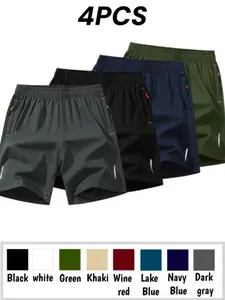 Men's Quick-Dry Athletic Shorts, Lightweight Running & Workout Shorts, Zipper Pockets, Elastic Waistband, Casual Summer Beach Shorts