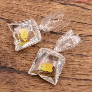 【Summervibes】10Pcs Random Resin Fish Pendant Charms, Transparent Goldfish Clownfish Mini Ornaments, Cute Art Jewelry Accessories, Tiny Micro Landscape Decor for Desk Display DIY Craft Making & Birthday Present Gift