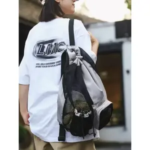 Ventilated mesh drawstring backpack, crossbody bag, shoulder bag, multi-functional pouch suitable for fitness, swimming, beach and running activities