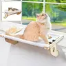 24.4'' Extra Large Cat Window Perch with Reinforced Wood & Metal Frame - Adjustable Cat Hammock for Windowsill, Bedside, Cabinet (Supports Up to 50lbs, Easy Installation No Drilling)