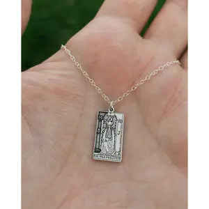 The High Priestess Tarot Card Necklace - Sterling Silver