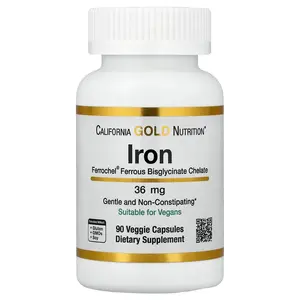 California Gold Nutrition Ferrochel® Iron (Bisglycinate), 36 mg, 90 Veggie Capsules