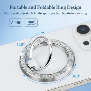 (Case & Nova.) MagSafe Magnetic Cellphone Ring Holder Stand - Super Magnet, Stylish Twinkle Design, Mobile/Smartphone Tech Accessory for iPhone 16/15/14/13 Pro Max Plus - Silver, Purple, Pink Mount