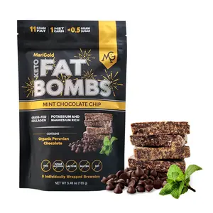 MariGold Keto Fat Bombs - Mint Chocolate Chip (5 Bars) - Low Carb/Collagen-Rich, Low Sugar, Organic Cocoa Butter/Peppermint/Dark Chocolate, Gluten-Free, Non-GMO, Protein Snacks