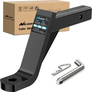 Nilight Trailer Hitch Ball Mount with 5/8" Hitch Pin Clip Fits 2 Inch Receiver Square 7500 lbs 8" Drop 7” Rise 1” Hole Gloss Black Powder Coat Tow Atv Hauling