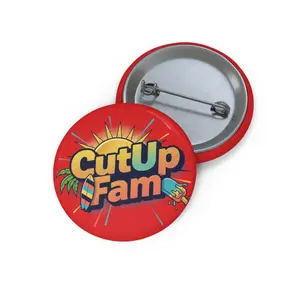 CutUp Fam Pin Button | Round Custom Button Badge, Surf & Sun Design